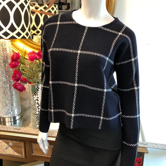 Maje Sweaters - Maje Navy & White Wool Pullover